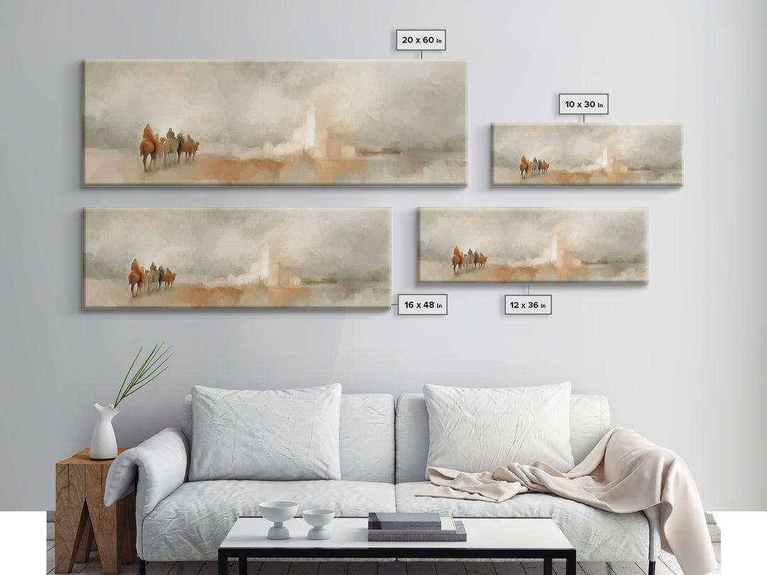 Holy Path Wanderers, Framed Canvas Print, Christian Christmas Art, Christian Art Canvas, Christmas Wall Art, Panoramic Painting, Christian