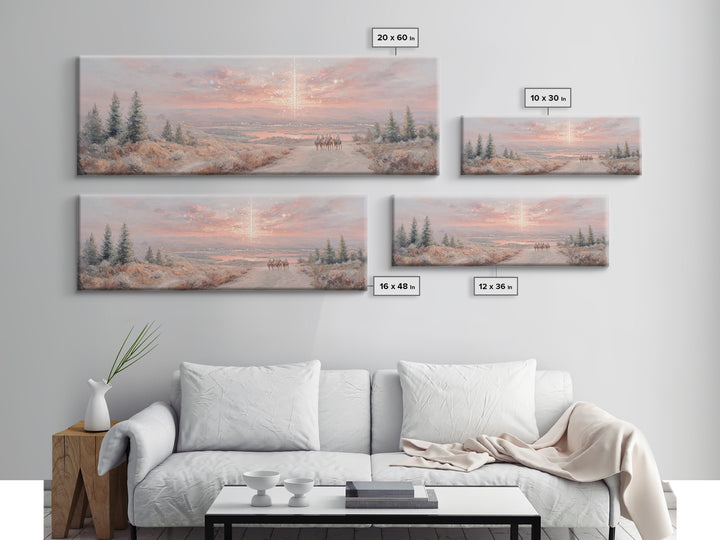 Star Over Mountains | Framed Canvas Print | Christmas Wall Art | Christian Art | Christian Art Canvas | Panoramic Painting | Christian Gift