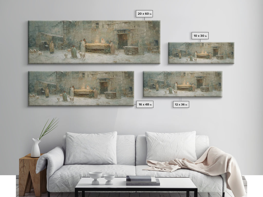 Dawn Of The Savior | Framed Canvas Print | Panoramic Painting | Christian Wall Art | Christian Art Canvas | Christmas Art | Framed Christma