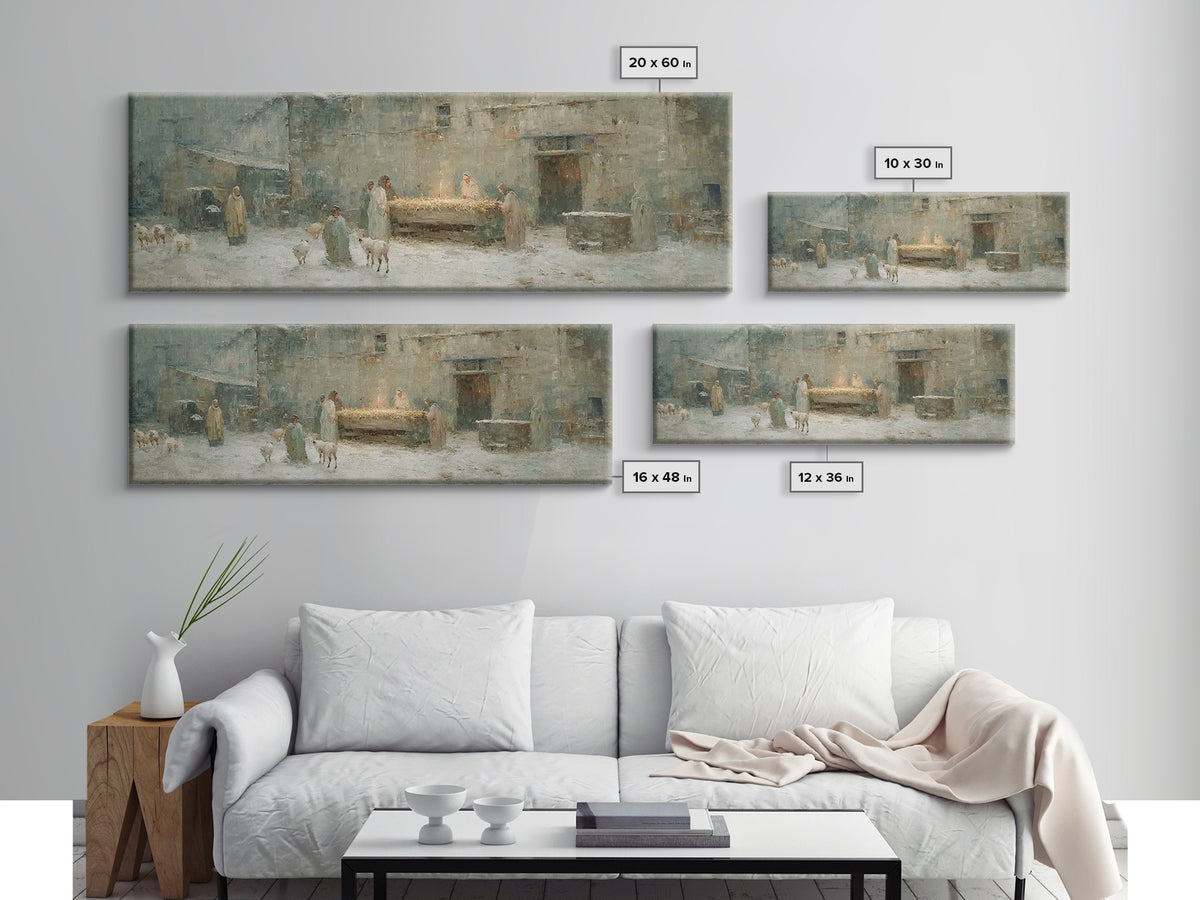 Dawn Of The Savior | Framed Canvas Print | Panoramic Painting | Christian Wall Art | Christian Art Canvas | Christmas Art | Framed Christma