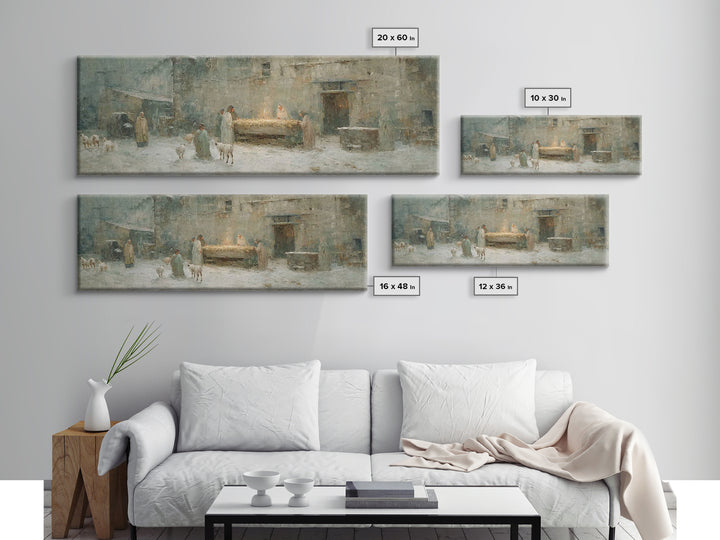 Dawn Of The Savior | Framed Canvas Print | Panoramic Painting | Christian Wall Art | Christian Art Canvas | Christmas Art | Framed Christma