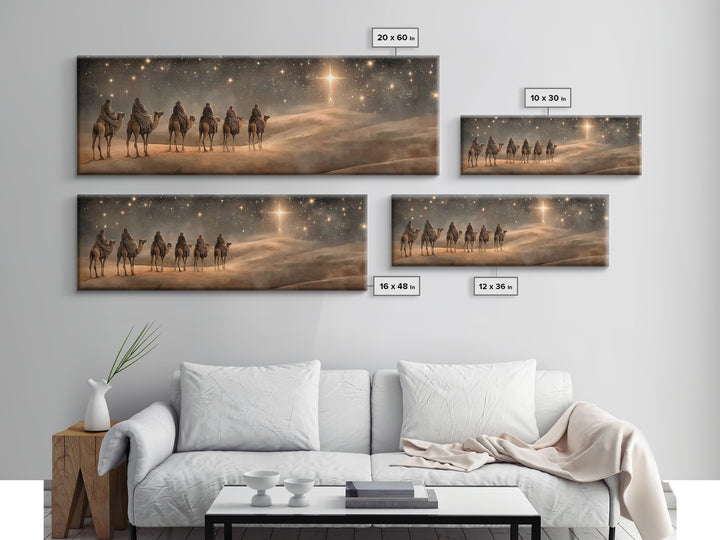 Journey to the Light, Framed Canvas Print, Christian Christmas Art, Christian Art Canvas, Christmas Wall Art, Panoramic Art, Christian Gift