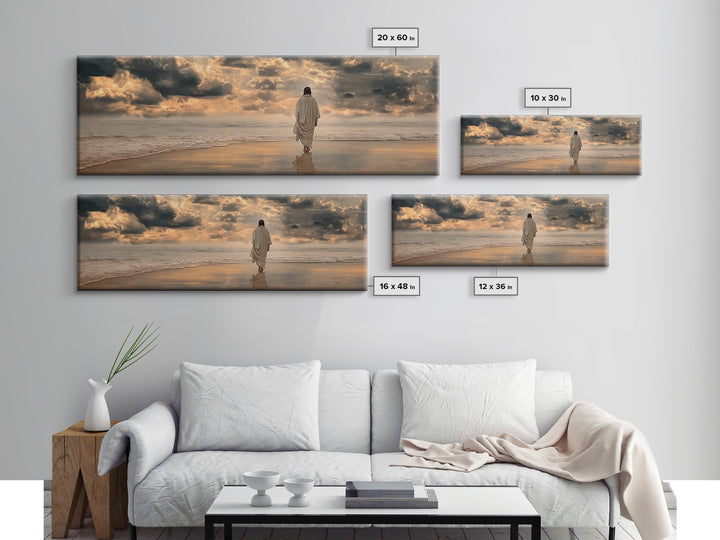 Sacred Morning Light | Framed Canvas Print | Christian Wall Art | Modern Jesus Art | Panoramic Painting | Christian Art Print | Christmas A
