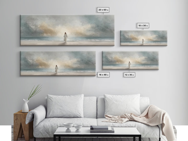 Guiding Peace Horizon, Framed Canvas Print, Christian Art Print, Jesus Painting Canvas, Panoramic Frame, Christian Christmas Art, Christian