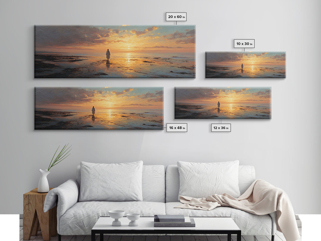 Celestial Tide Journey – Framed Canvas Print – Christian Wall Art – Jesus Canvas Art – Panoramic Painting – Large Christian Art – Christmas
