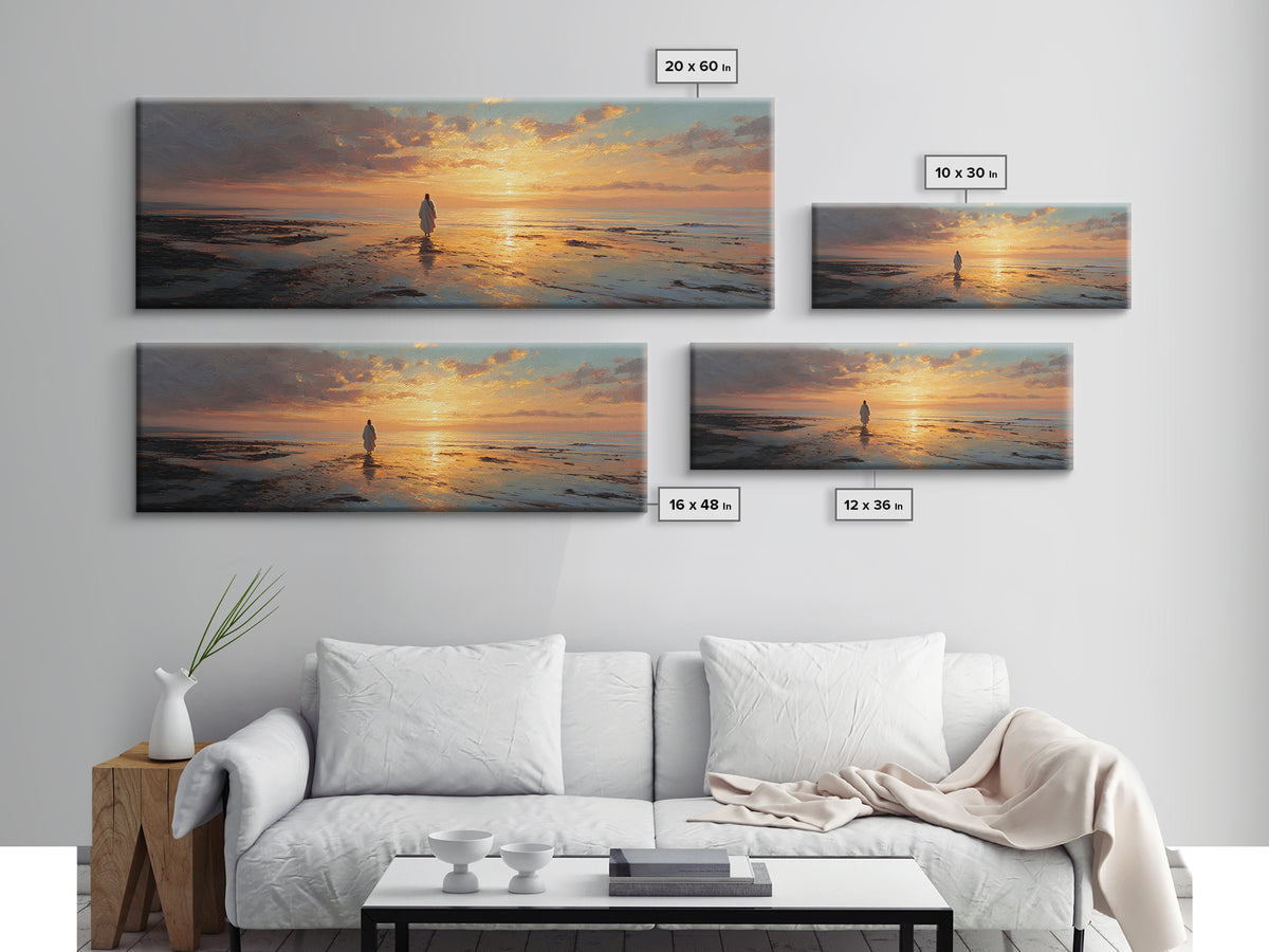 Celestial Tide Journey – Framed Canvas Print – Christian Wall Art – Jesus Canvas Art – Panoramic Painting – Large Christian Art – Christmas