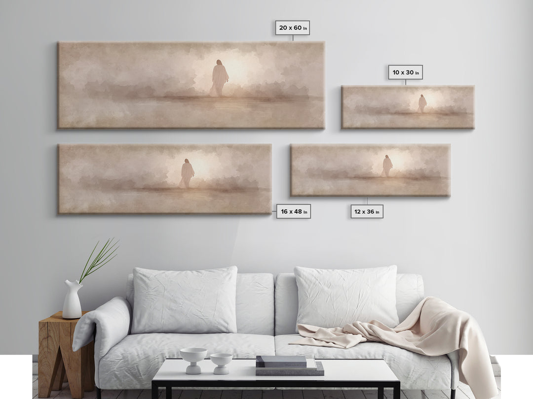 Still Waters Grace | Framed Canvas Print | Christian Paintings | Jesus Canvas Art | Panoramic Painting | Christian Decor | Christmas Art