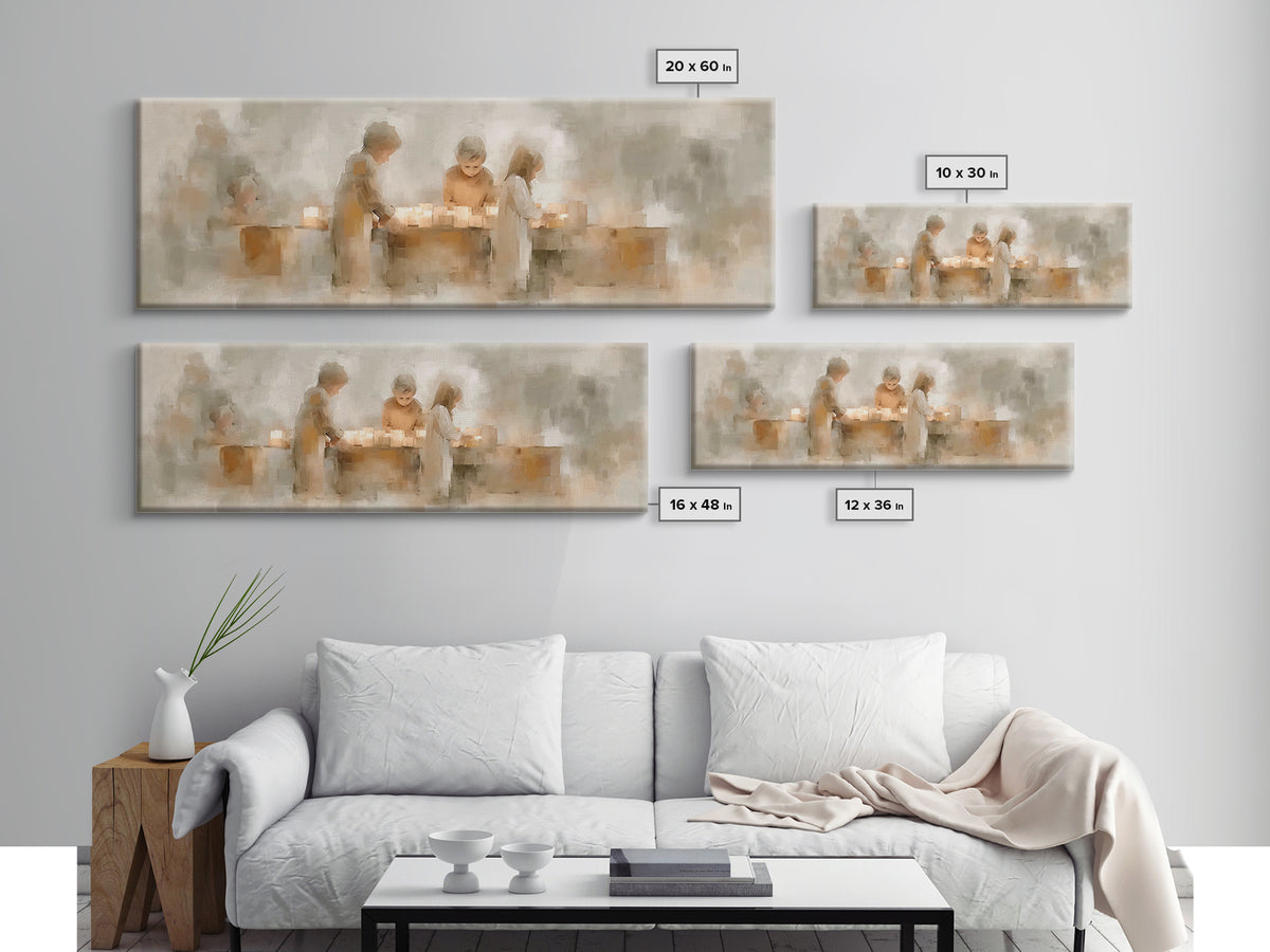 Children Of Light, Framed Canvas Print, Christian Wall Art, Christian Art Canvas, Panoramic Art, Christmas Art Work, Christian Gift