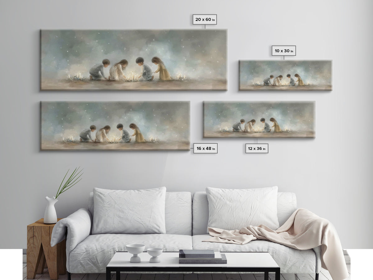 Children Of Wonder, Framed Canvas Print, Christmas Art, Christian Wall Art, Panoramic Print, Christian Art Canvas, Christian Christmas Art