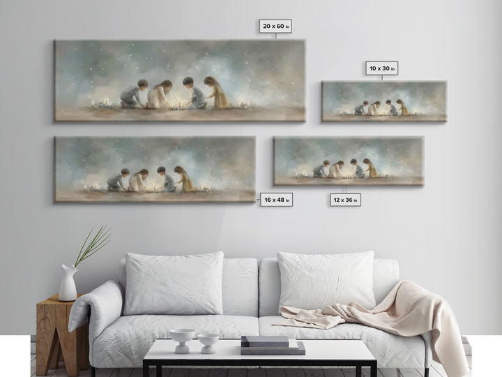 Children Of Wonder, Framed Canvas Print, Christmas Art, Christian Wall Art, Panoramic Print, Christian Art Canvas, Christian Christmas Art