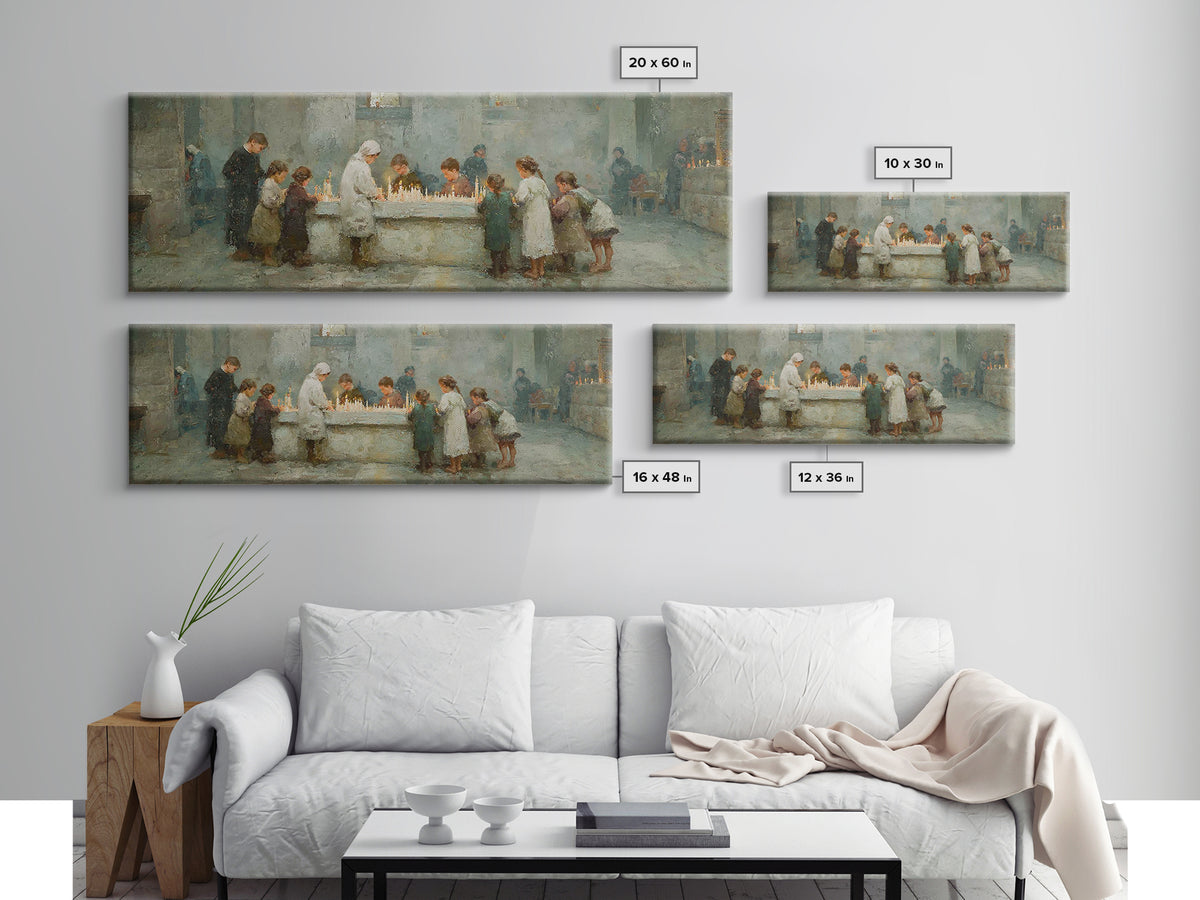 Gathered In Grace | Framed Canvas Print | Christian Art Canvas | Christmas Art | Panoramic Painting | Christian Wall Art | Christian Christ
