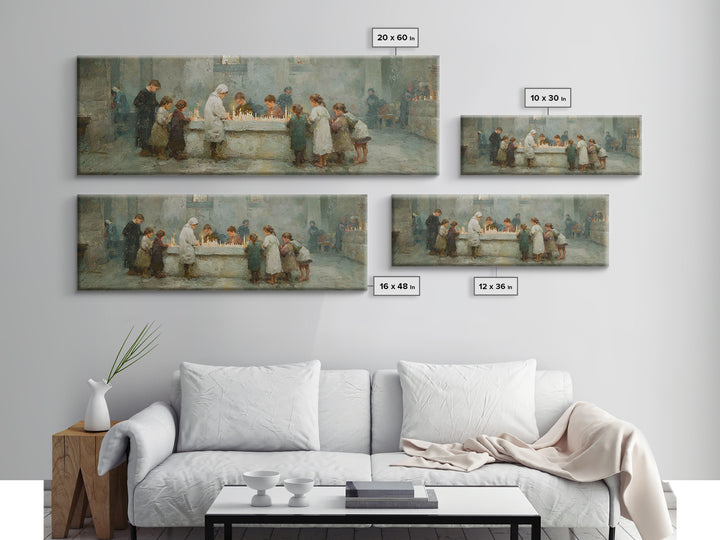 Gathered In Grace | Framed Canvas Print | Christian Art Canvas | Christmas Art | Panoramic Painting | Christian Wall Art | Christian Christ