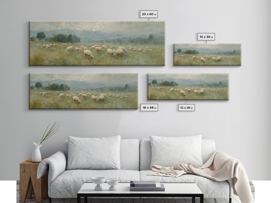 Peaceful Pasture Grace – Framed Canvas Print – Christian Wall Art – Christian Art Canvas – Panoramic Art – Christian Painting – Christian G