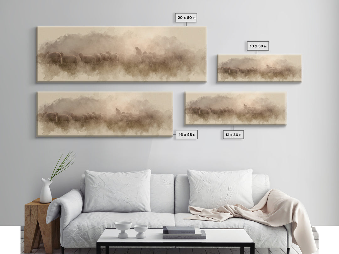 Mist Of Bethlehem, Framed Canvas Print, Christian Art Canvas, Christian Painting, Panoramic Wall Art, Modern Christian Art, Christmas Art