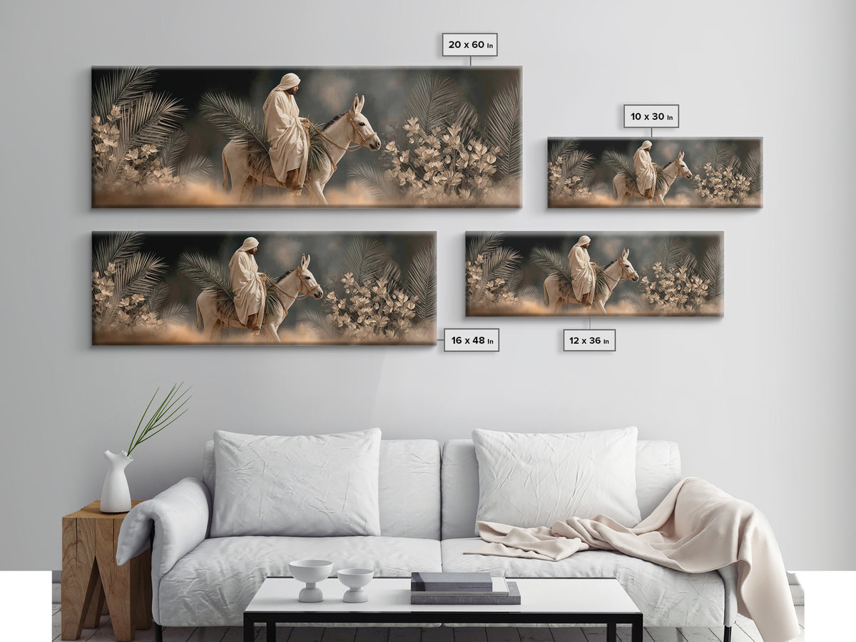 Mountain Grace | Framed Canvas Print | Christian Art Canvas | Panoramic Painting | Jesus Art Print | Christian Decor | Moody Christian Art