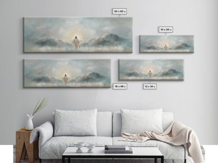Radiant Summit Grace – Framed Canvas Print – Panoramic Art – Christian Wall Art – Jesus Painting – Christian Art Canvas
