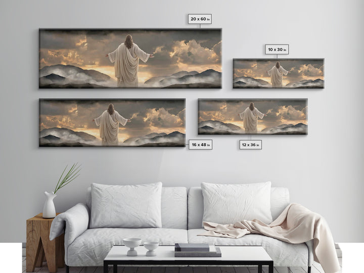 Pasture Of Gentle Hope | Framed Canvas Print | Panoramic Wall Art | Christian Art | Jesus Painting | Christian Art Canvas
