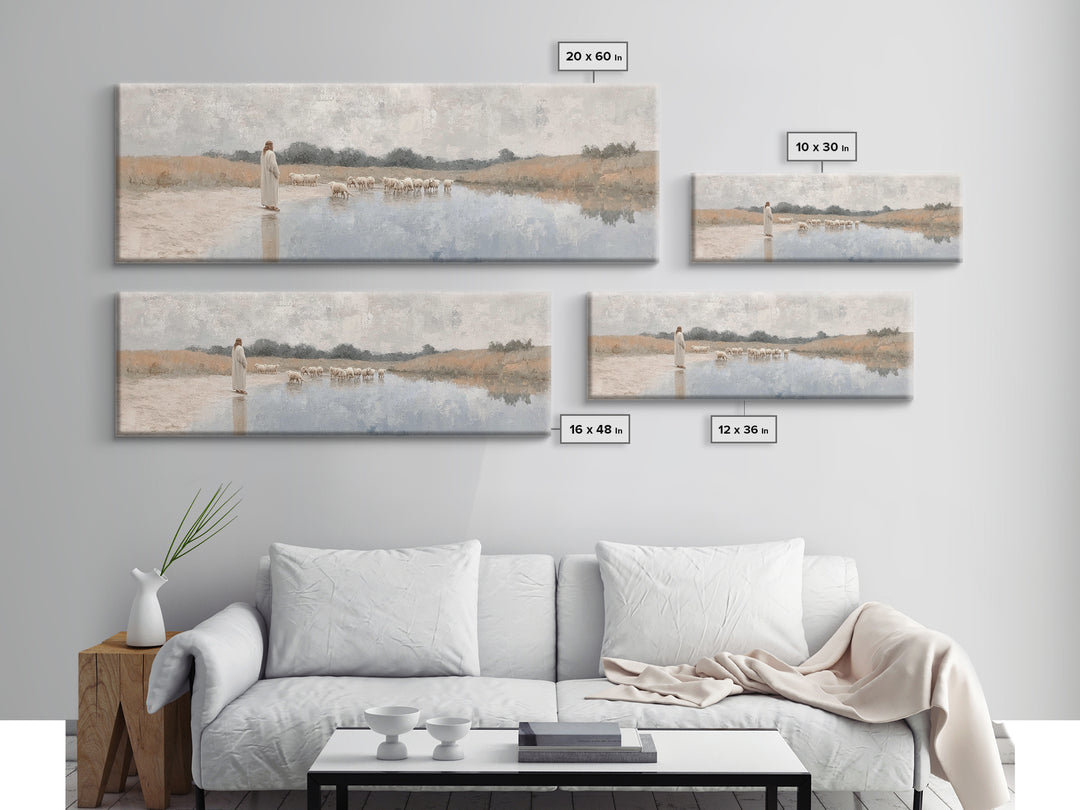 River Of Grace, Framed Canvas Print, Panoramic Painting, Christian Art Canvas, Christian Wall Art, Jesus Painting