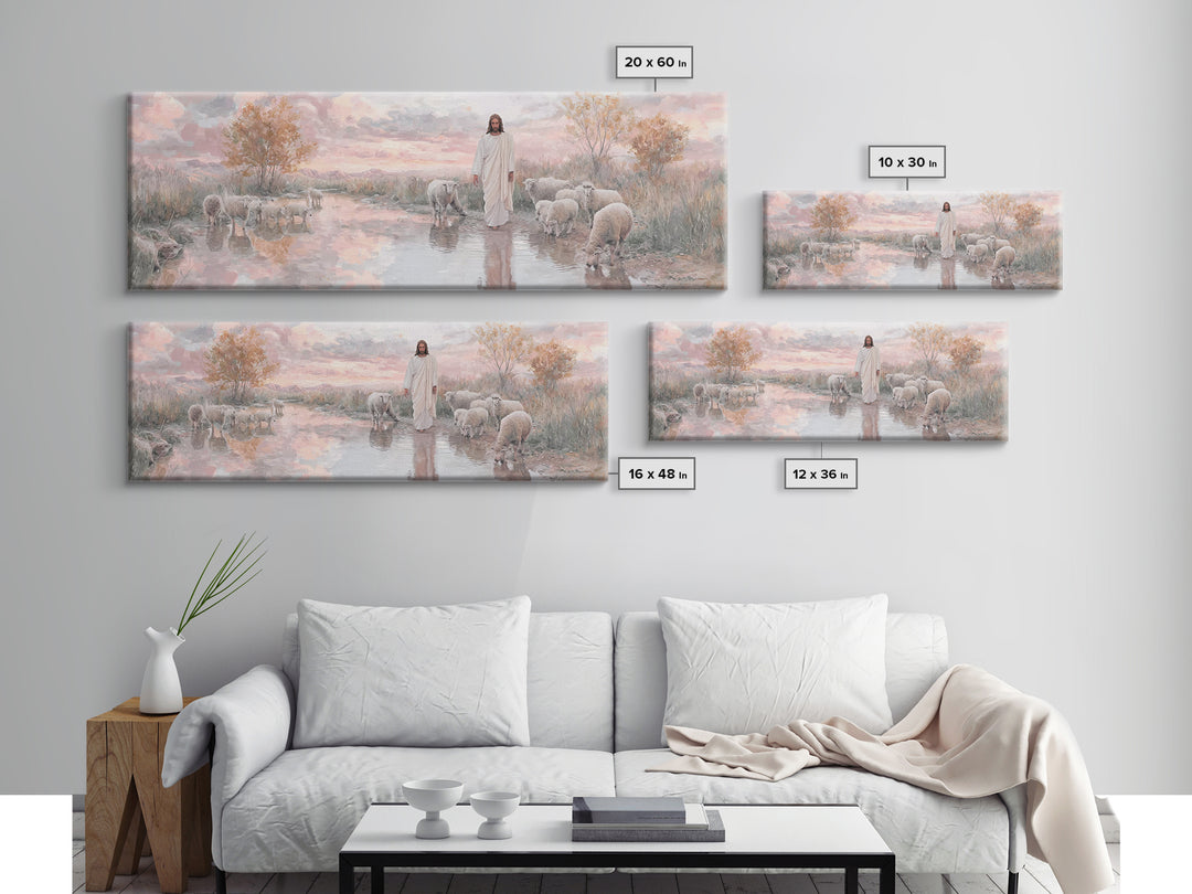Autumn Pasture Calm | Framed Canvas Print | Panoramic Art | Christian Art | Jesus Painting | Christian Wall Art