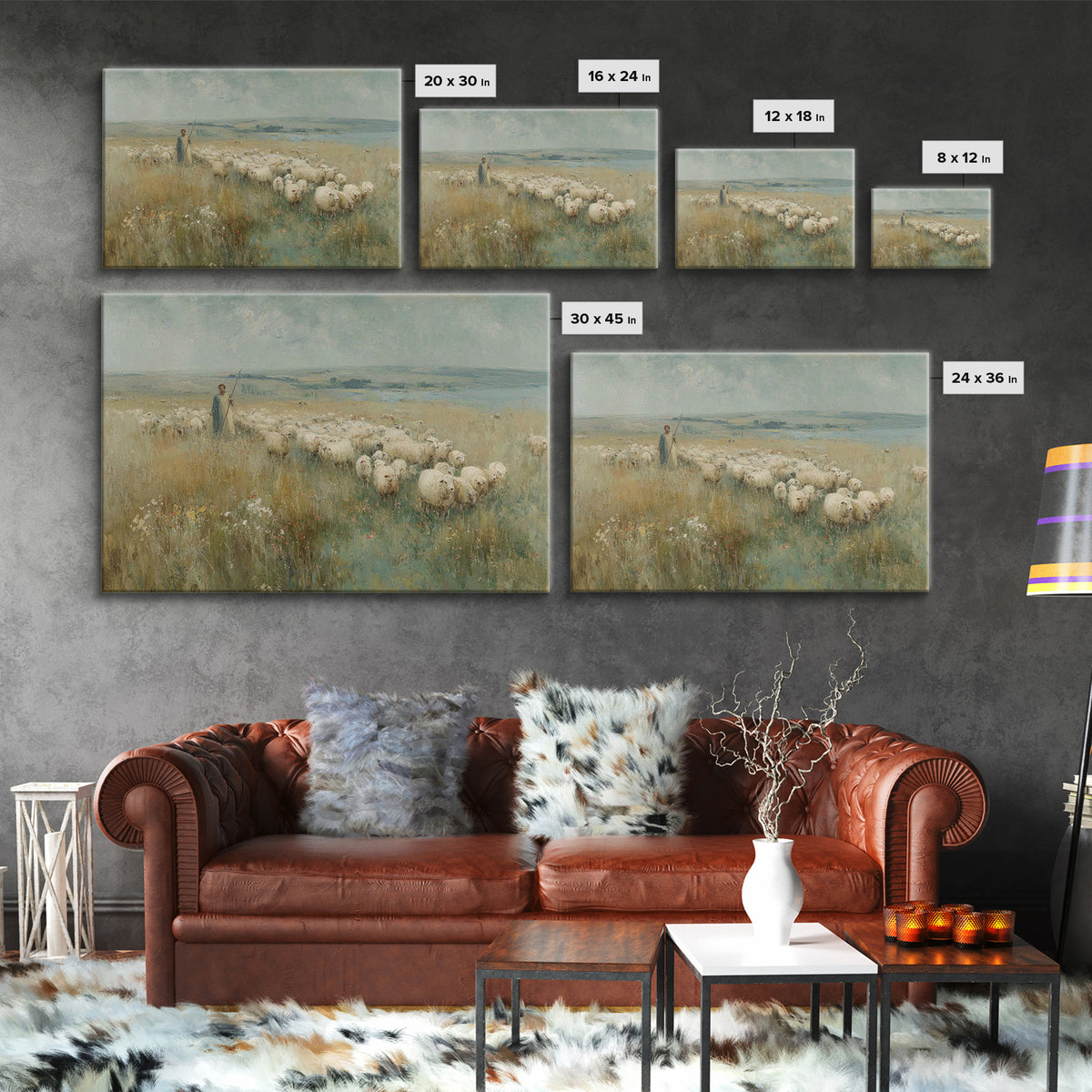 Shepherds Of Peace - Framed Canvas Print - Christian Wall Art - Christian Art Canvas - Pastoral Scenery - Christian Gift - Jesus Painting
