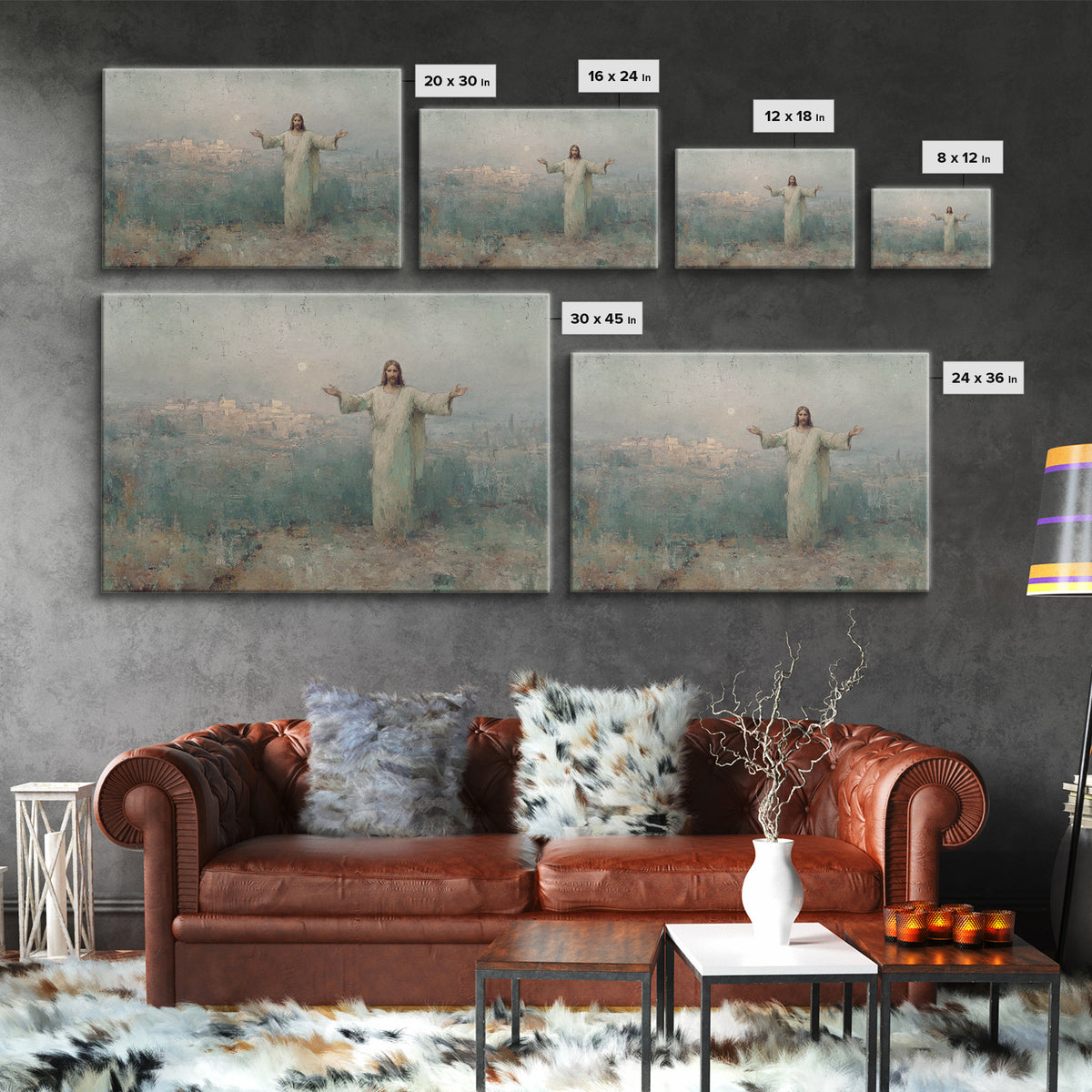 Risen City Blessing – Framed Canvas Print – Christian Wall Art – Jesus Painting – Christian Art Canvas – Vintage Christian Art – Christian
