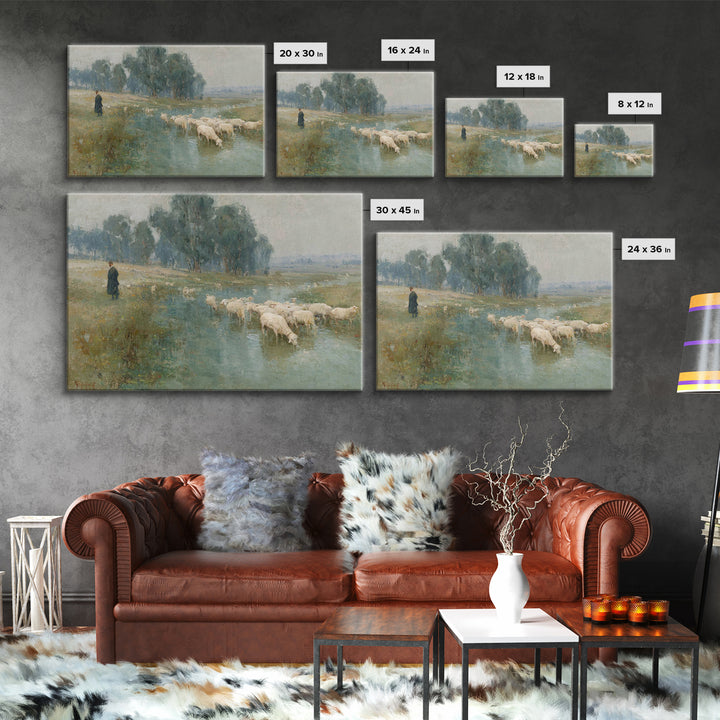 Shepherd’s Quiet Path – Framed Canvas Print – Christian Art Canvas – Pastoral Scenery – Christian Wall Art – Christian Art Print – Christia