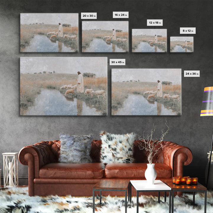 Still Waters Blessing – Framed Canvas Print – Christian Art Canvas – Jesus Painting – Christian Wall Art – Subtle Christian Art – Christian