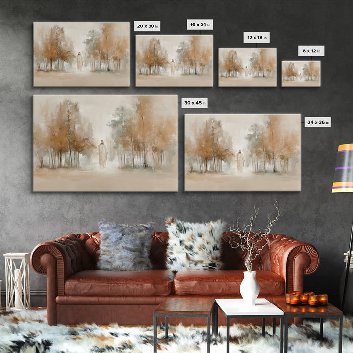Golden Grove Stillness – Framed Canvas Print – Christian Art Print – Jesus Painting – Christian Wall Art – Christian Christmas Art – Vintag