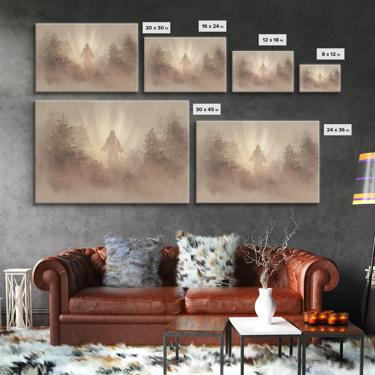 Forest Dawn Presence – Framed Canvas Print – Christian Wall Art – Christian Art Canvas – Jesus Painting – Large Christian Painting – Christ