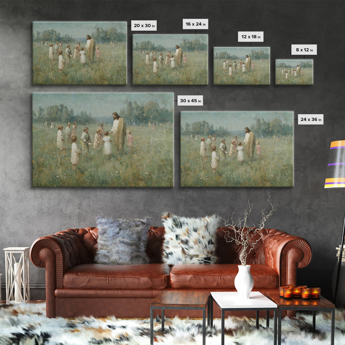 Pasture Of Peace – Framed Canvas Print – Christian Art – Christian Wall Art – Jesus Painting – Christian Art Canvas – Christmas Art Prints