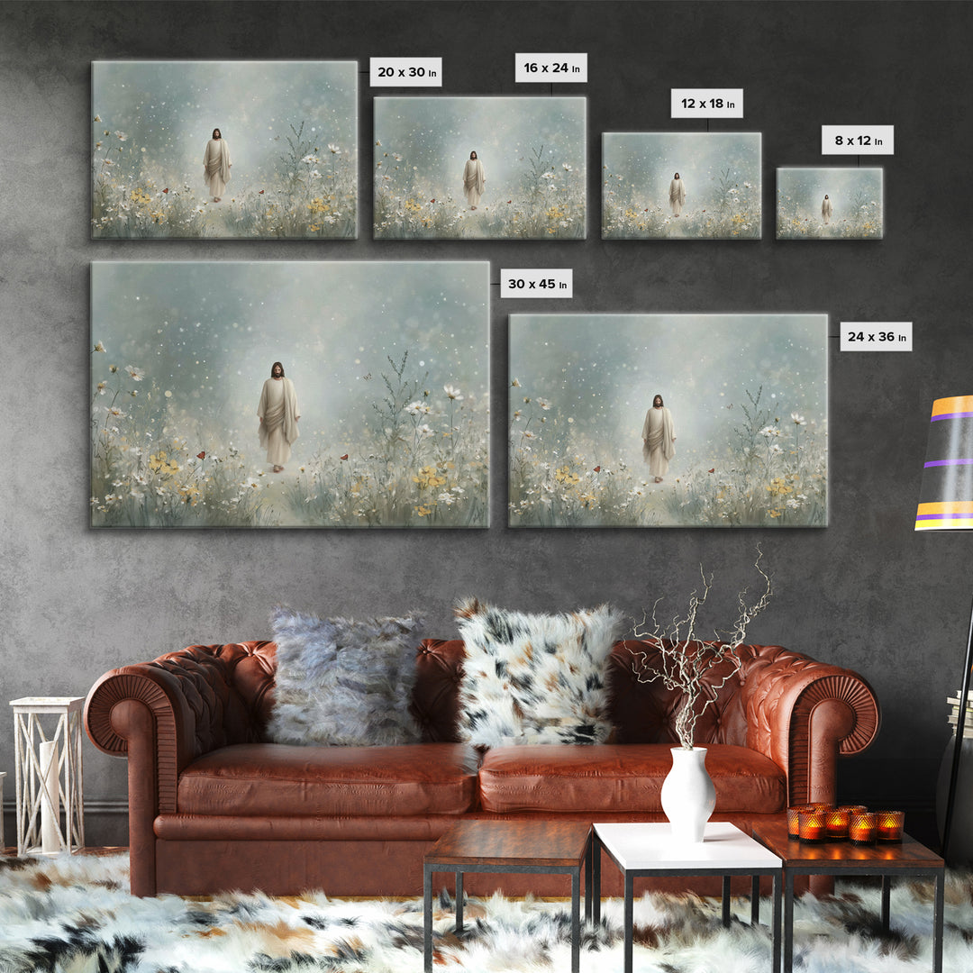 Heavenly Walk, Framed Canvas Print, Christian Wall Art, Christian Art Canvas, Jesus Painting, Modern Christian Art, Christian Christmas Art