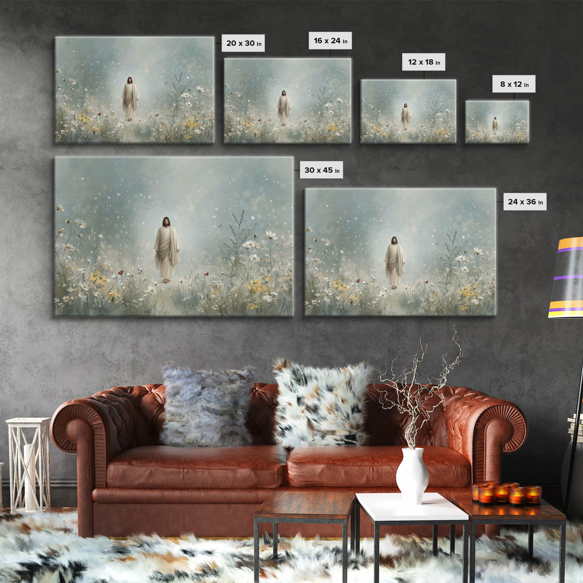Heavenly Walk, Framed Canvas Print, Christian Wall Art, Christian Art Canvas, Jesus Painting, Modern Christian Art, Christian Christmas Art