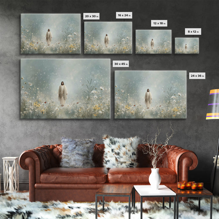 Heavenly Walk, Framed Canvas Print, Christian Wall Art, Christian Art Canvas, Jesus Painting, Modern Christian Art, Christian Christmas Art