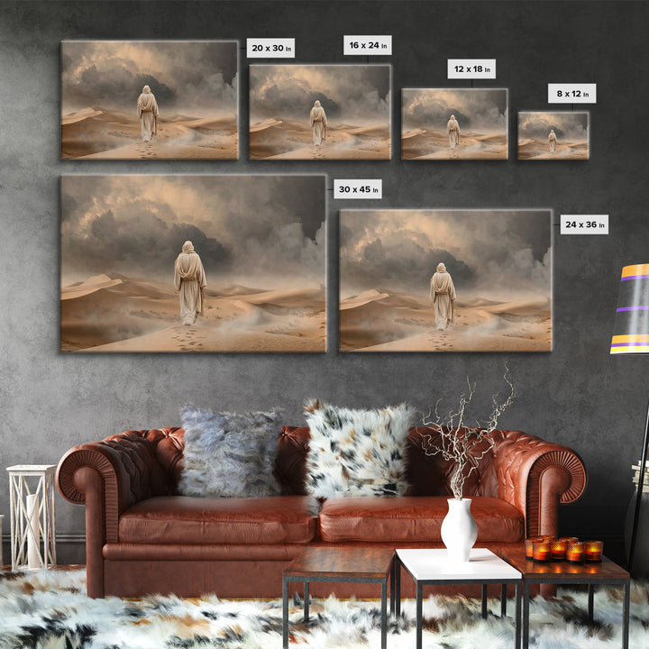 Stormwalk Path | Framed Canvas Print | Christian Wall Art | Christian Art Canvas | Jesus Painting | Moody Christian Art | Christian Decor