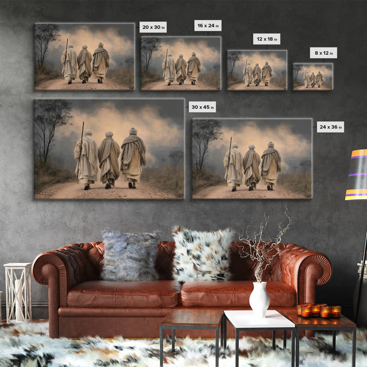 Pilgrims Of Faith, Framed Canvas Print, Christian Wall Art, Christian Art Canvas, Jesus Painting, Moody Christian Art, Christian Gift Ideas
