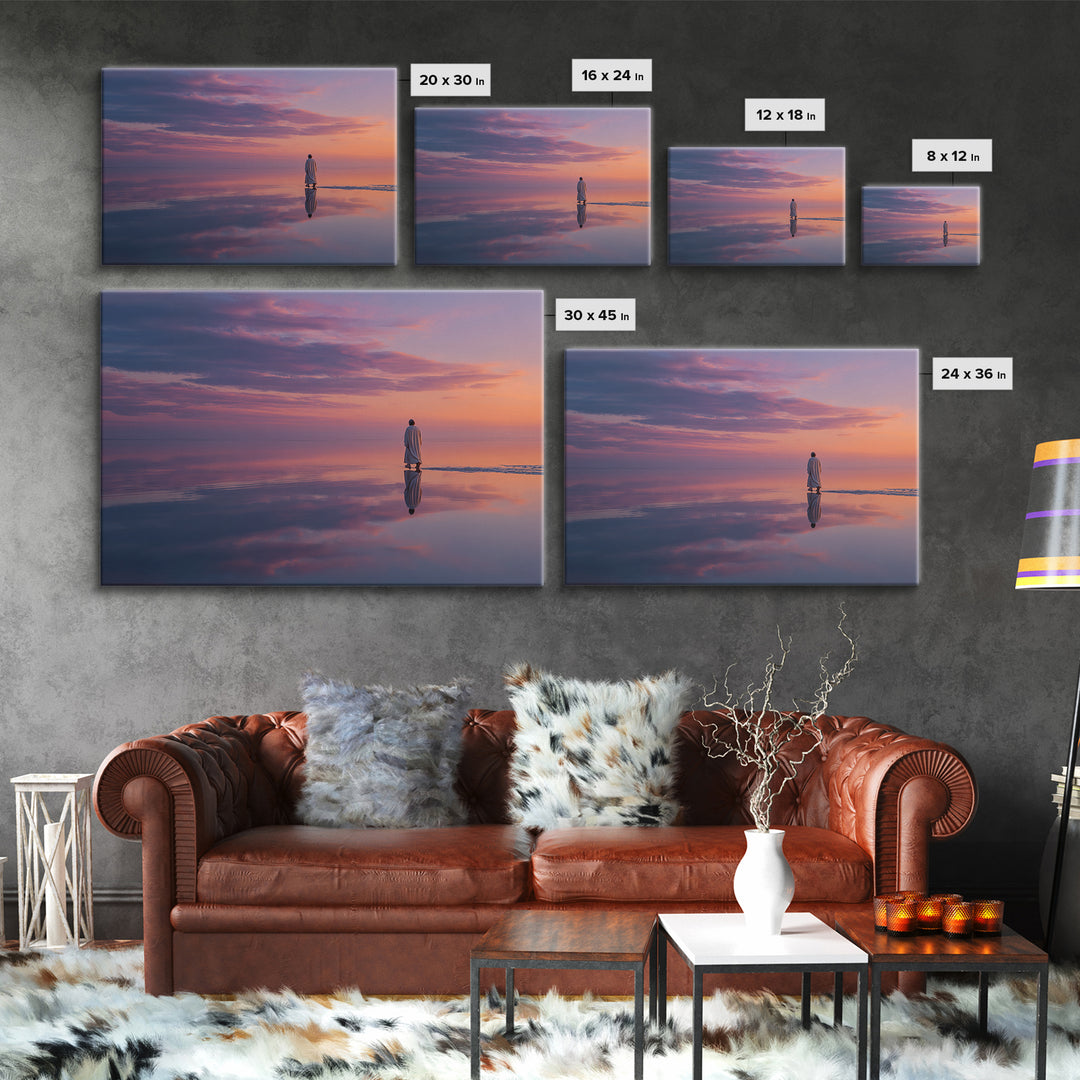Twilight Walk of Peace – Framed Canvas Print – Christian Wall Art – Jesus Painting – Christian Art Canvas – Modern Christian Art – Christia
