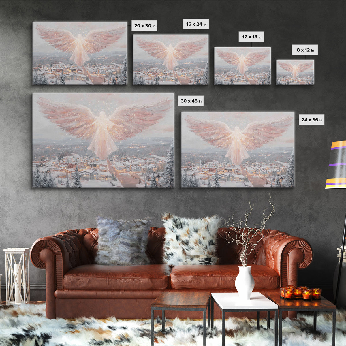 Angel Of Winter Grace – Framed Canvas Print – Christian Wall Art – Christian Art Canvas – Christmas Art – Christian Christmas Decor