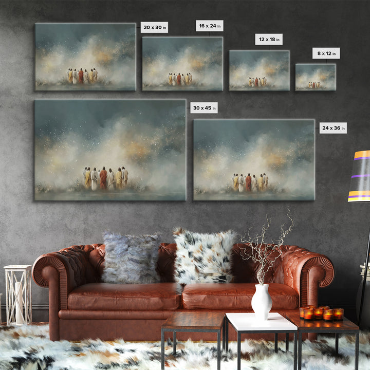 Heavenly Dawn Circle | Framed Canvas Print | Christian Art Canvas | Jesus Painting | Christian Wall Art | Christmas Art