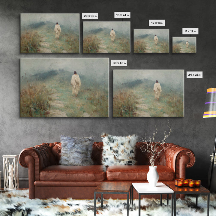Misty Road Grace – Framed Canvas Print – Christian Art Canvas – Christian Wall Art – Jesus Painting – Moody Christian Art