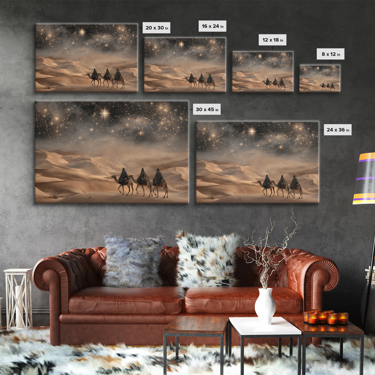Desert Kings – Framed Canvas Print – Christian Wall Art – Christian Gift Ideas – Christian Art Canvas – Christmas Art – Christian Christmas