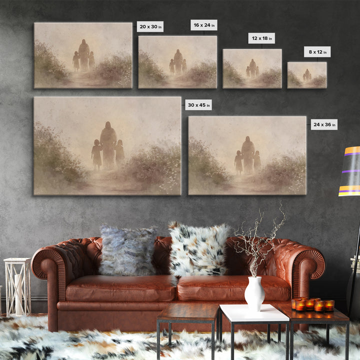 Soft Morning Walk – Framed Canvas Print – Jesus Painting – Christian Art Canvas – Christian Wall Art – Christian Gift Ideas – Christian Art
