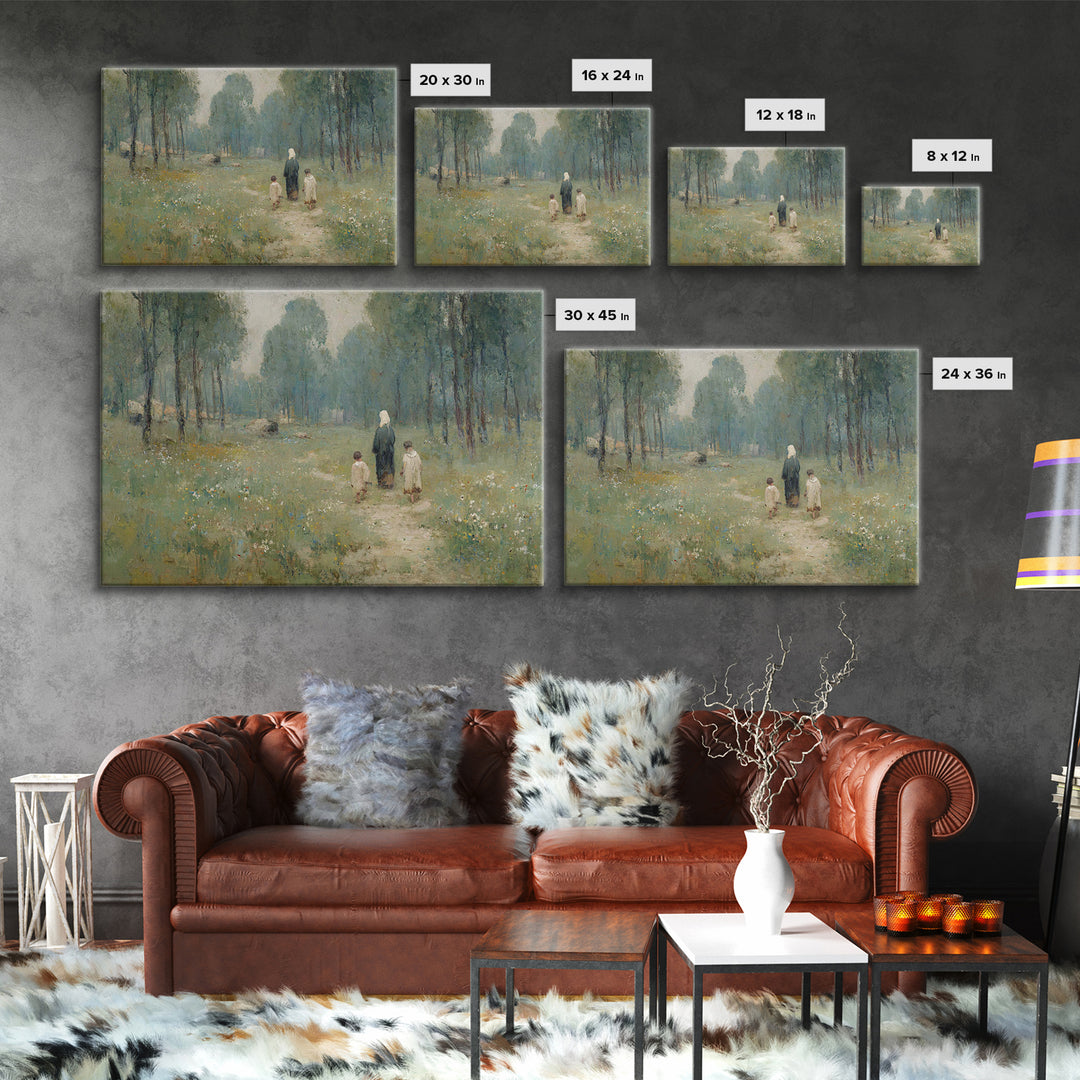 Quiet Meadow Grace - Framed Canvas Print - Christian Wall Art - Jesus Painting - Christian Art Canvas - Pastoral Scenery