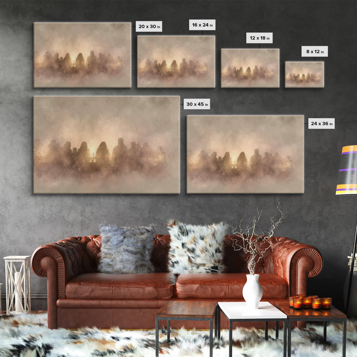Candlelit Fellowship – Framed Canvas Print – Christian Wall Art – Moody Christian Art – Christian Art Canvas – Christian Gift Ideas