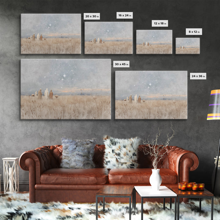 Starry Fields – Framed Canvas Print – Christian Christmas Art – Subtle Christian Art – Christian Art Prints – Pastoral Scenery – Christian