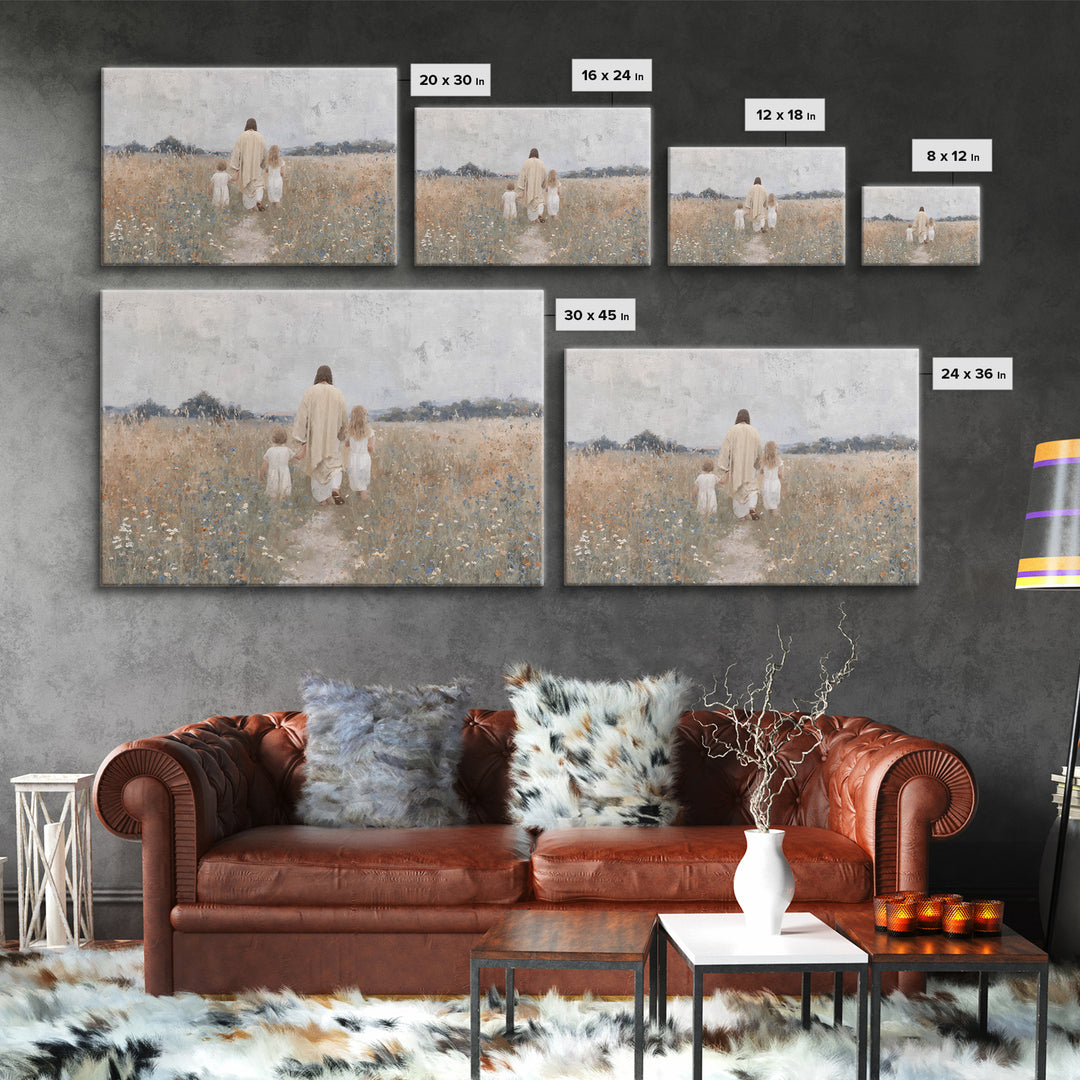 Path Of Peace – Framed Canvas Print – Christian Wall Art – Jesus Painting – Christian Art Canvas – Pastoral Scenery – Christian Christmas A