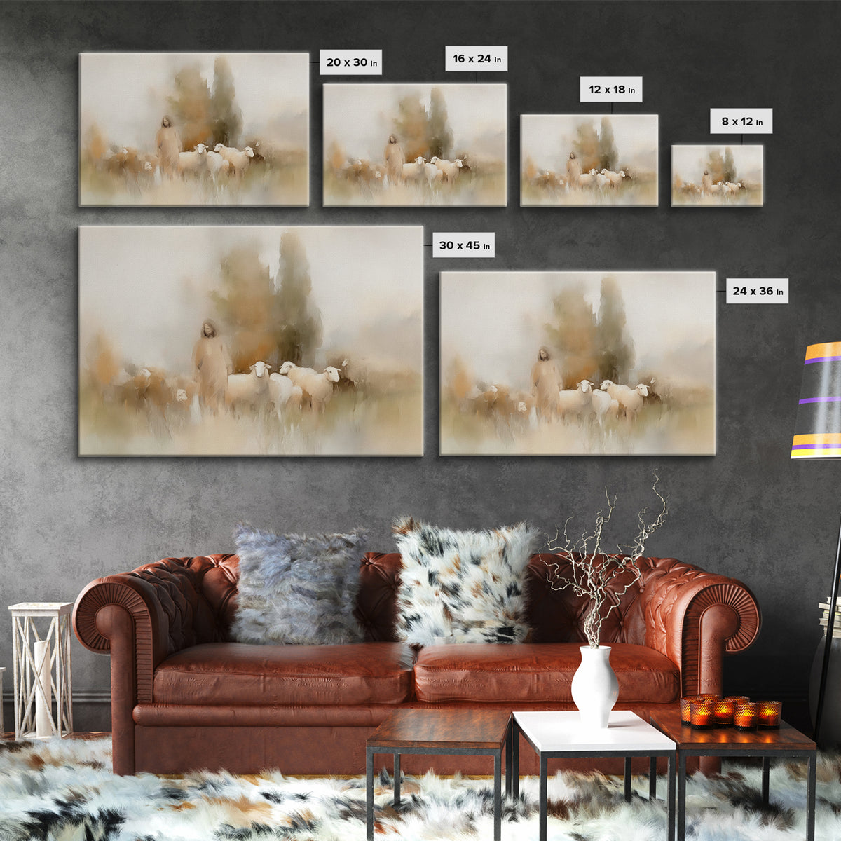 Shepherd’s Embrace – Framed Canvas Print – Christian Art Canvas – Christian Wall Art – Jesus Painting – Christmas Art