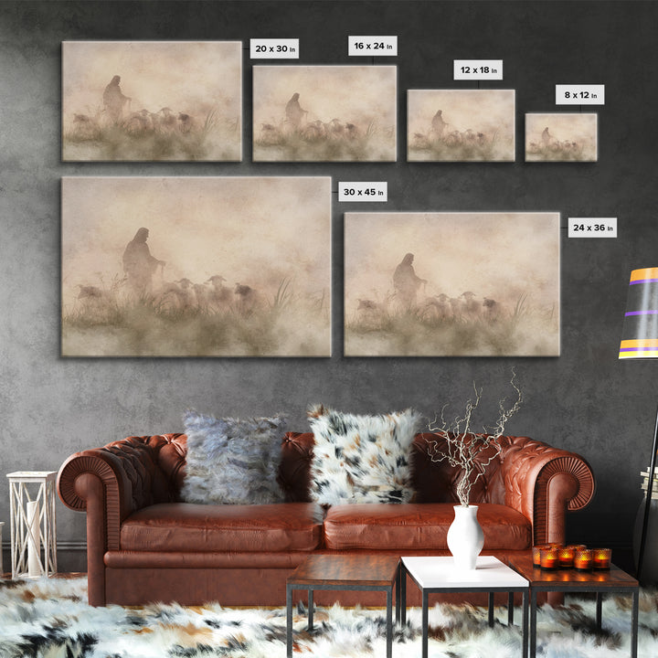 Radiant Pasture Grace – Framed Canvas Print – Christian Wall Art – Christian Art Canvas – Jesus Painting – Christmas Art