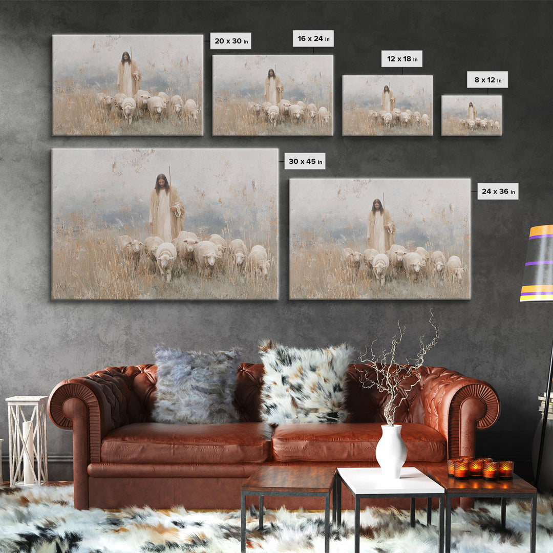 Grace In The Meadow – Framed Canvas Print – Christian Wall Art – Christian Art Canvas – Jesus Painting – Christian Christmas Art