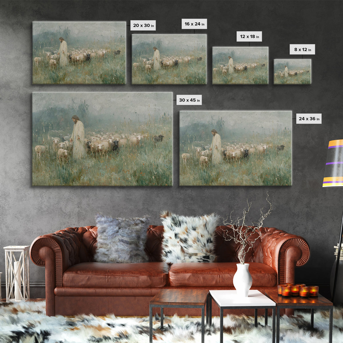 Pasture Of Peace | Framed Canvas Print | Christian Art Canvas | Christian Wall Art | Jesus Painting | Christian Art