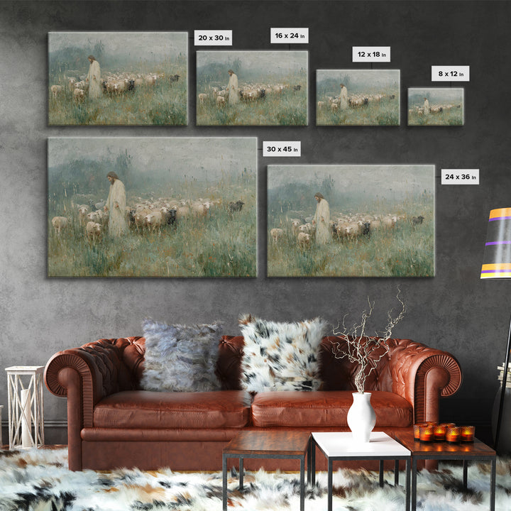 Pasture Of Peace | Framed Canvas Print | Christian Art Canvas | Christian Wall Art | Jesus Painting | Christian Art